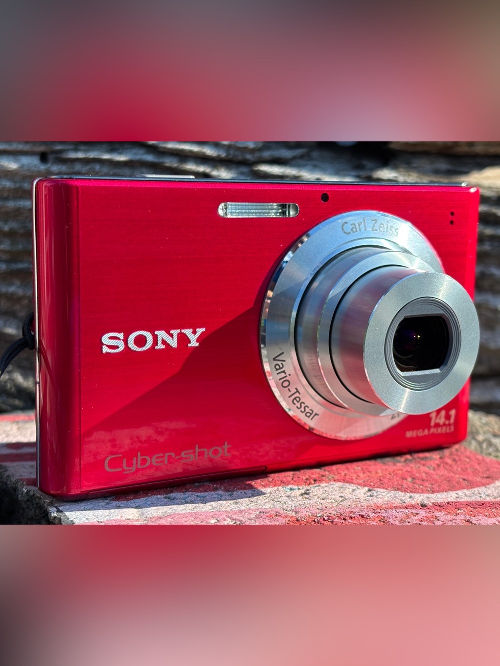 Pre-owned Sony Cyber-shot DSC-W330 14.1 MP Digital Camera, Red, with accessories